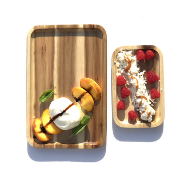 2 Rectangle Acacia platters party serving set